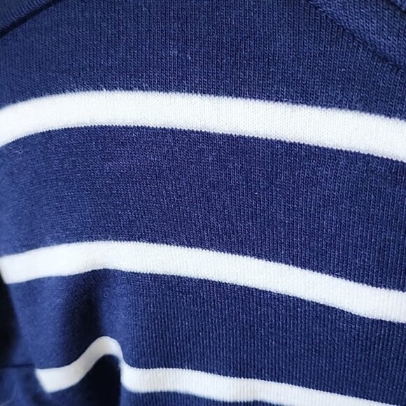 J. Crew Factory Navy and Antique White Striped Eyelet Ruffle Trim Sweatshirt NWT - Picture 4 of 12